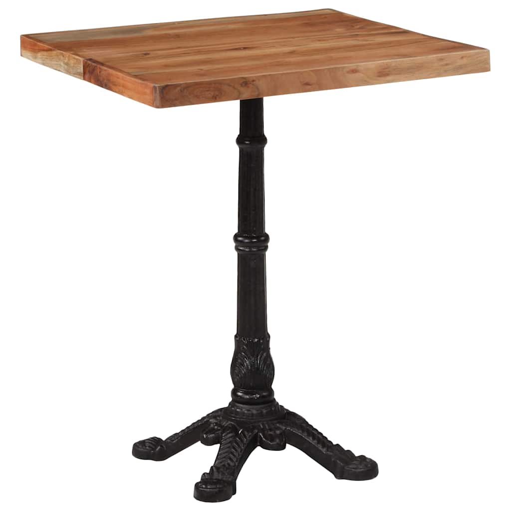 Bistro Table Natural wood and black Solid acacia wood and cast iron