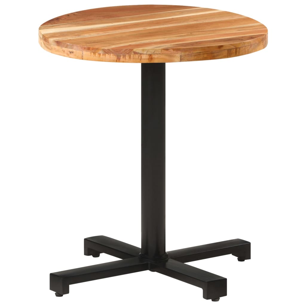 Bistro Table Natural wood, Black Solid Acacia Wood, Iron Medium