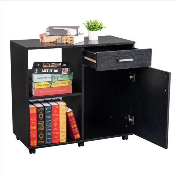 Black wooden filing cabinet with MDF and PVC three-layer left frame right design for living room furniture in 2022