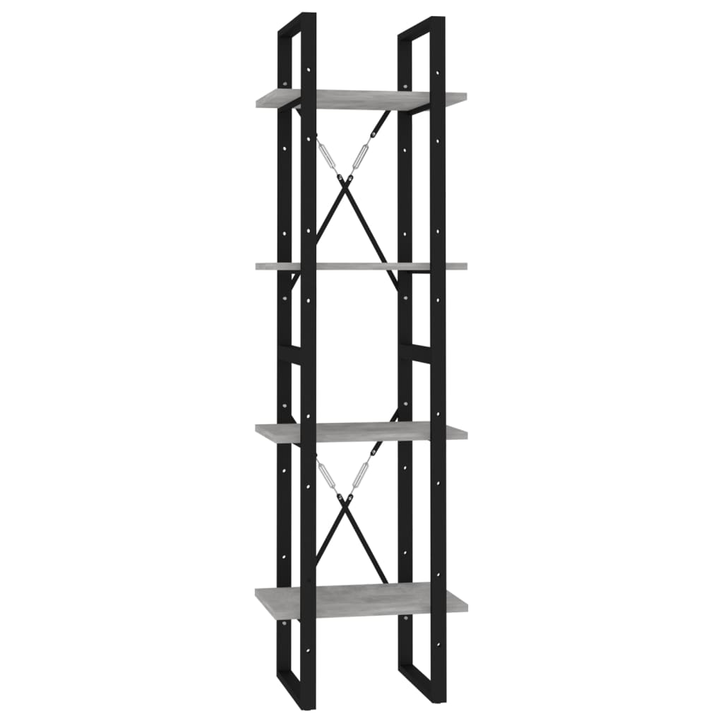 Book Cabinet Concrete gray, Black Engineered wood, Metal Medium