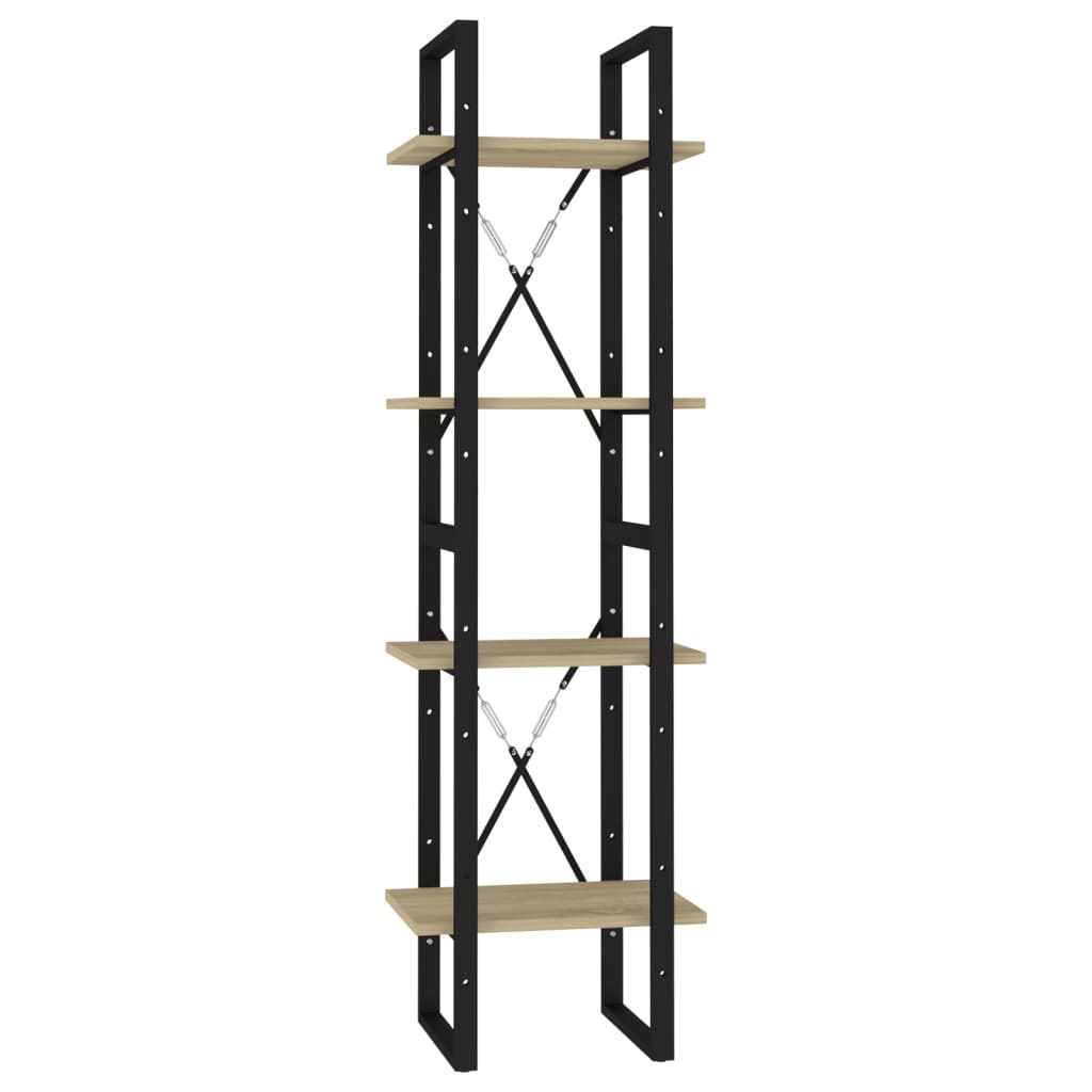 Book Cabinet Sonoma oak, black Engineered wood, metal 4-Tier
