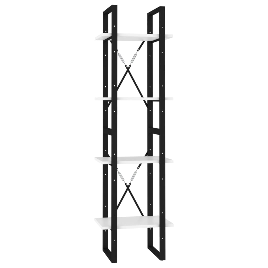 Book Cabinet White Engineered Wood 4 tiers Shelving