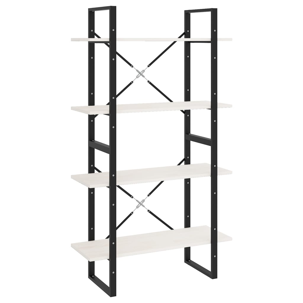 Book Cabinet White Solid Pine Wood Medium Book Cabinet