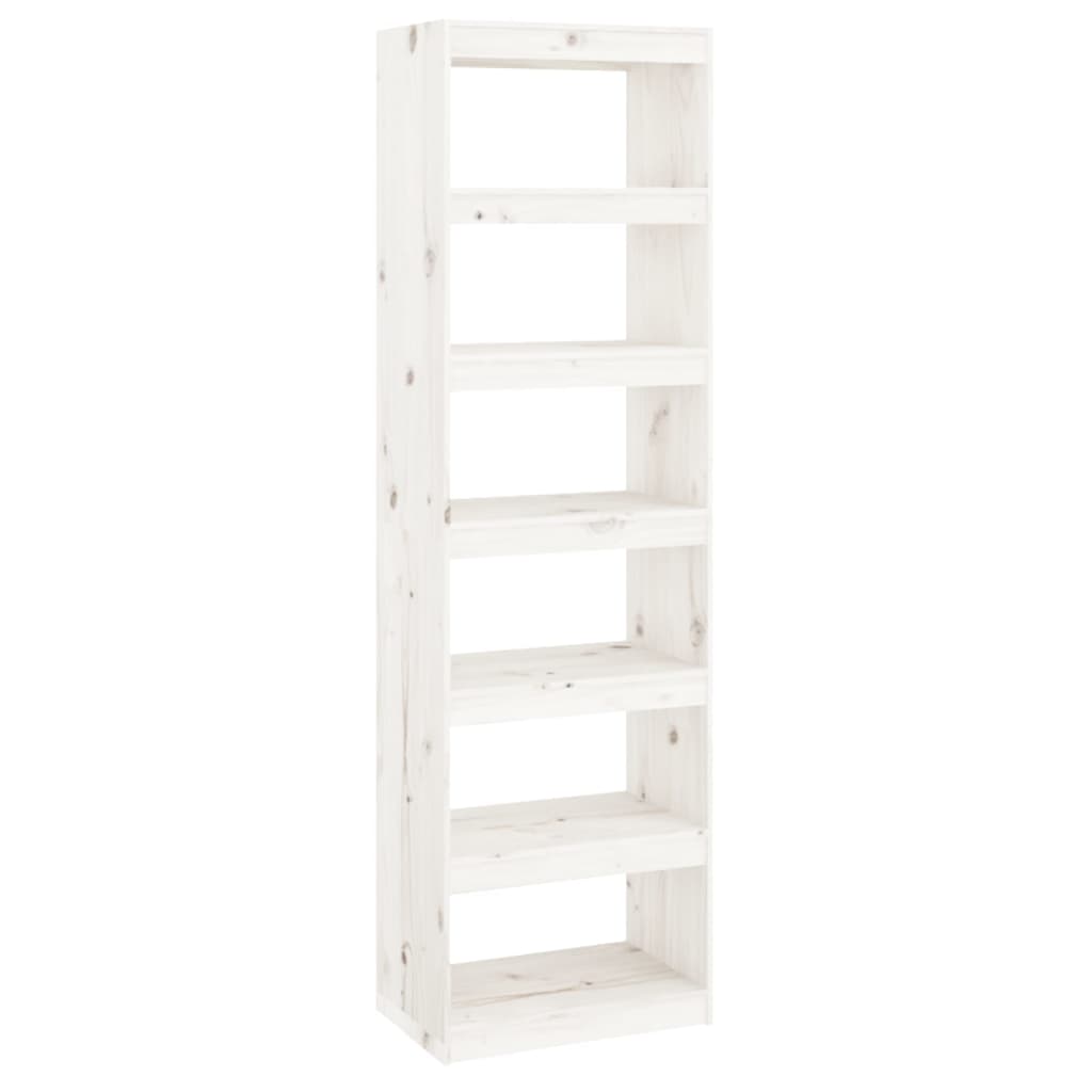 Book Cabinet White Solid Pine Wood Tall Book Cabinet