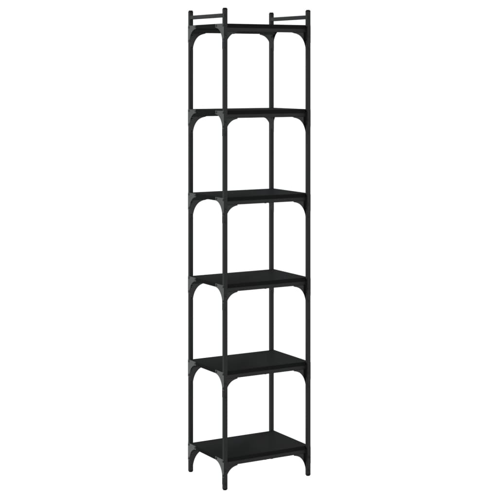 Bookcase Black Engineered wood, metal Tall bookshelf