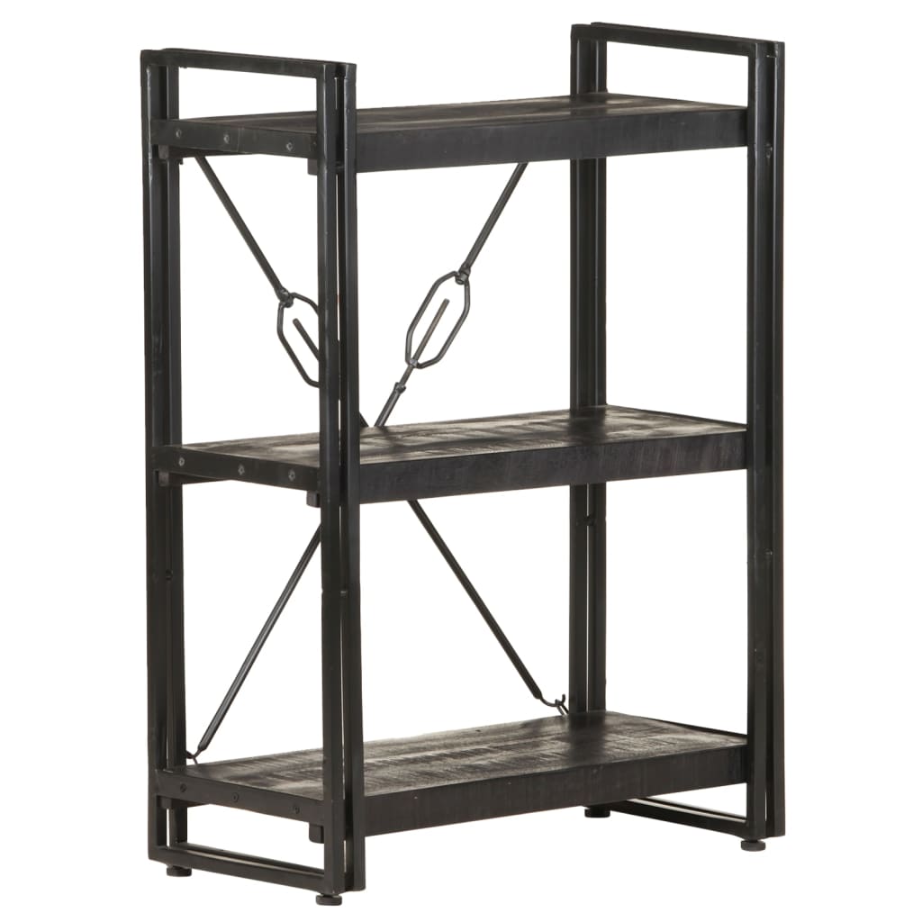 Bookcase Black Solid Mango Wood Medium Shelving Bookcase