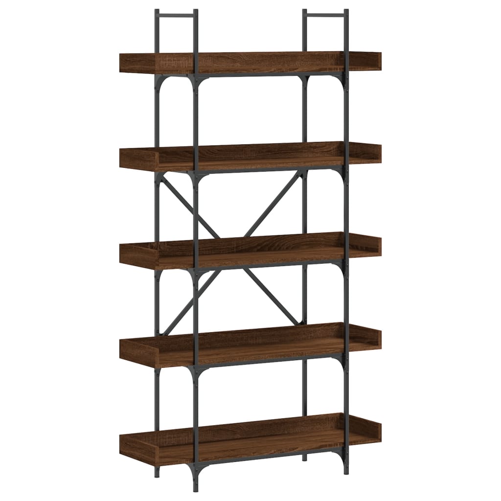 Bookcase Brown oak Engineered wood, metal Medium Adjustable Feet