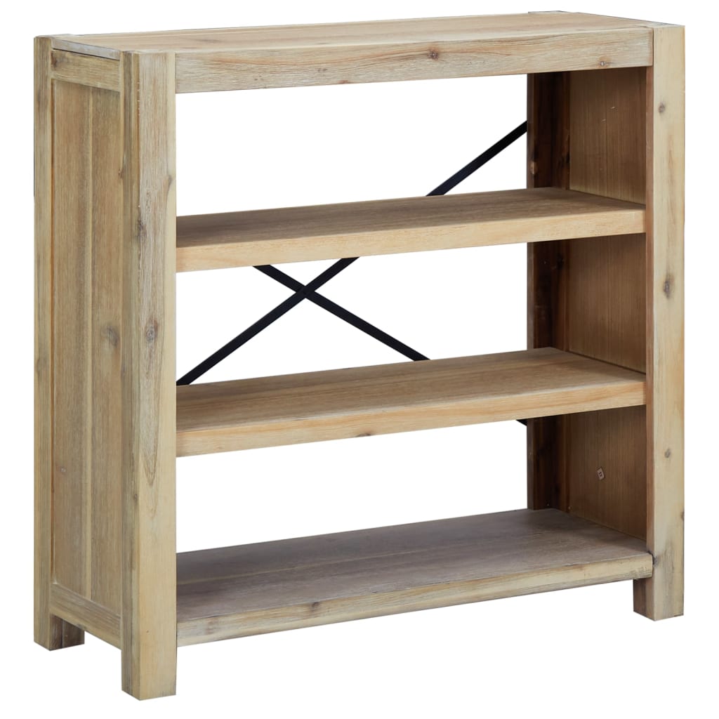 Bookcase Brown Solid Acacia wood 3-tier Bookcase Rectangular