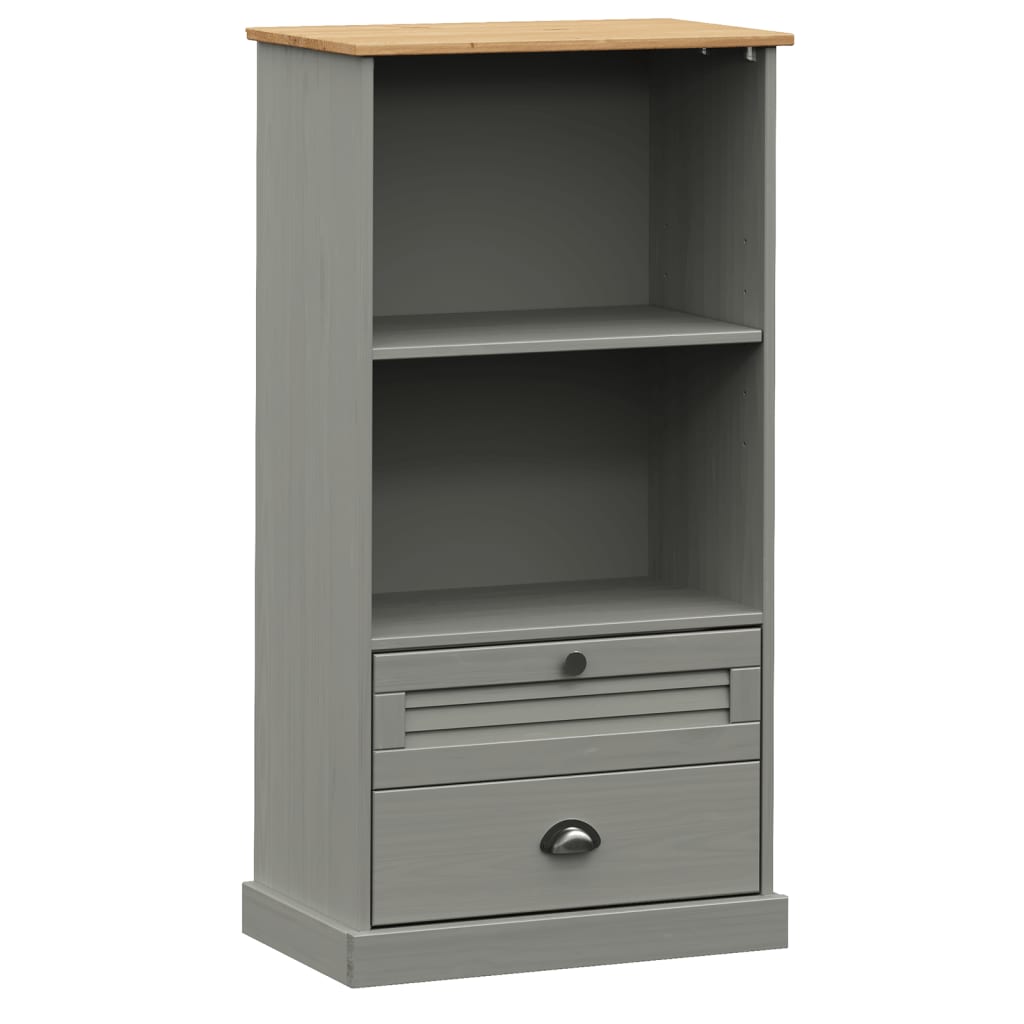 Bookcase Grey Solid pine wood Tall Bookcase Rectangular
