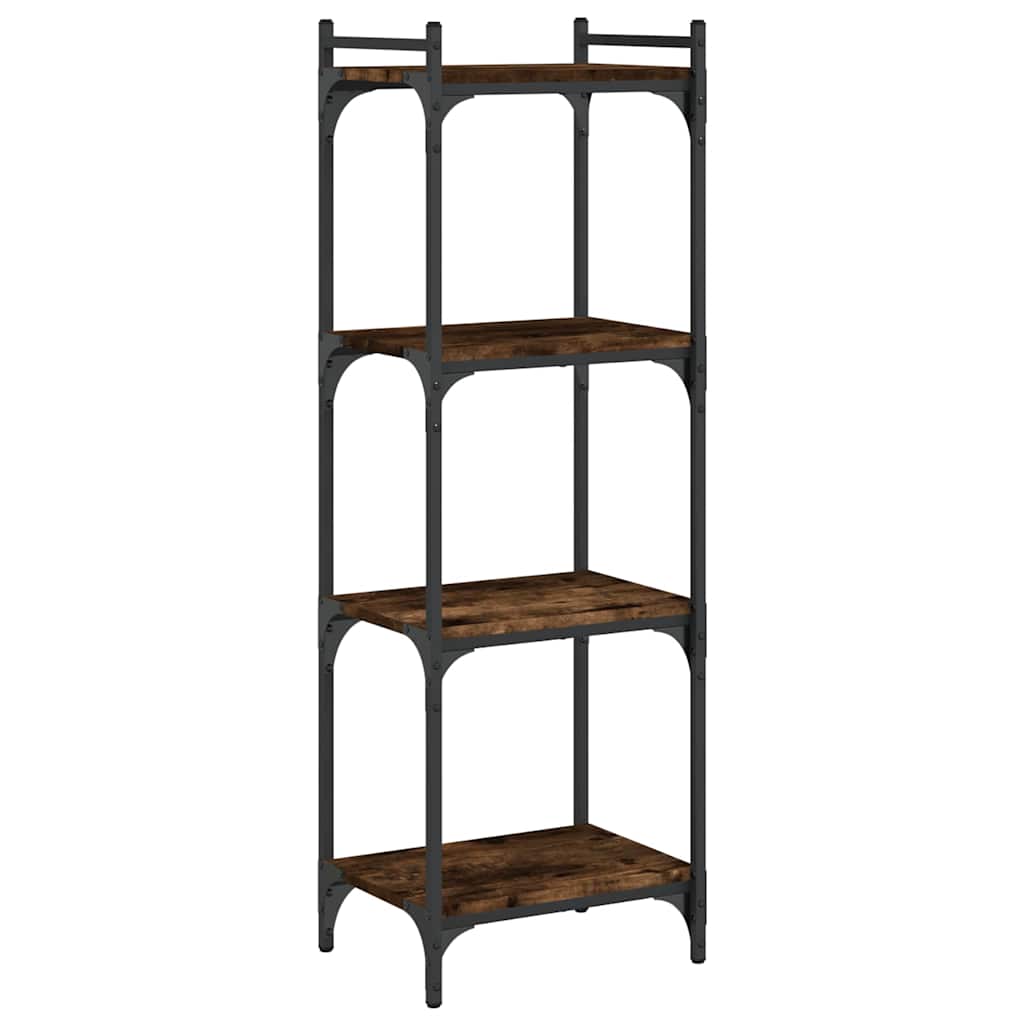Bookcase Smoked Oak Engineered wood, metal 4-Tier Adjustable Feet