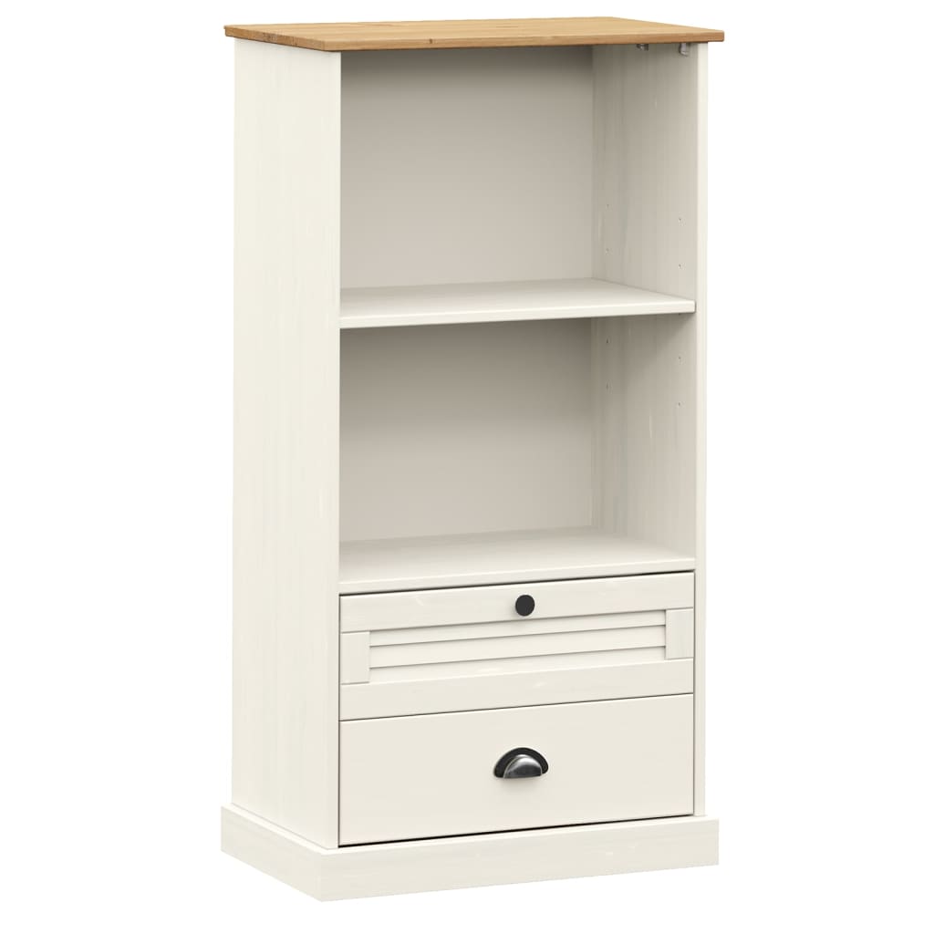 Bookcase White Solid pine wood, engineered wood, metal Tall