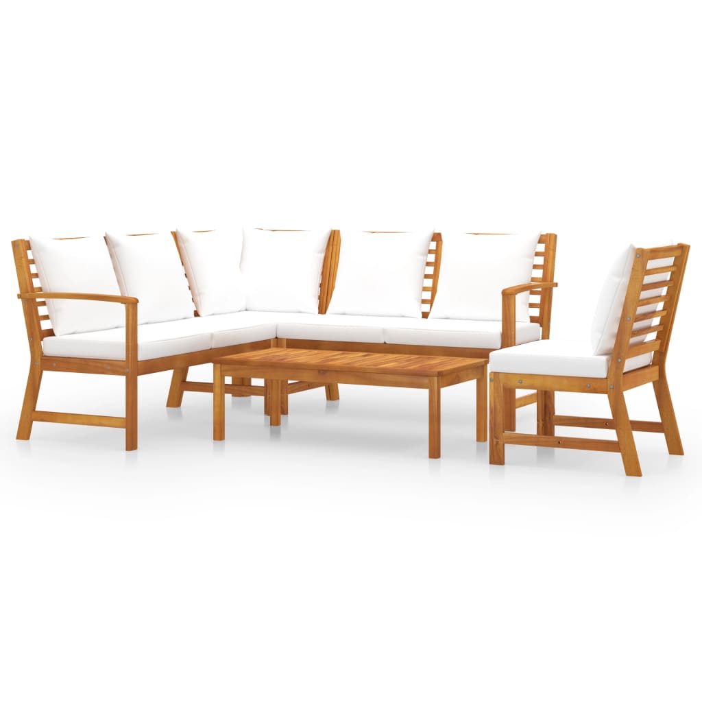 Bookshelf Board Cream Solid acacia wood 5 piece set