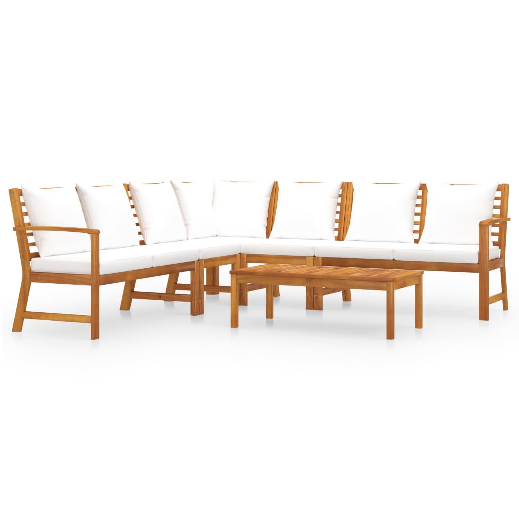 Bookshelf Board Cream Solid acacia wood 6 piece