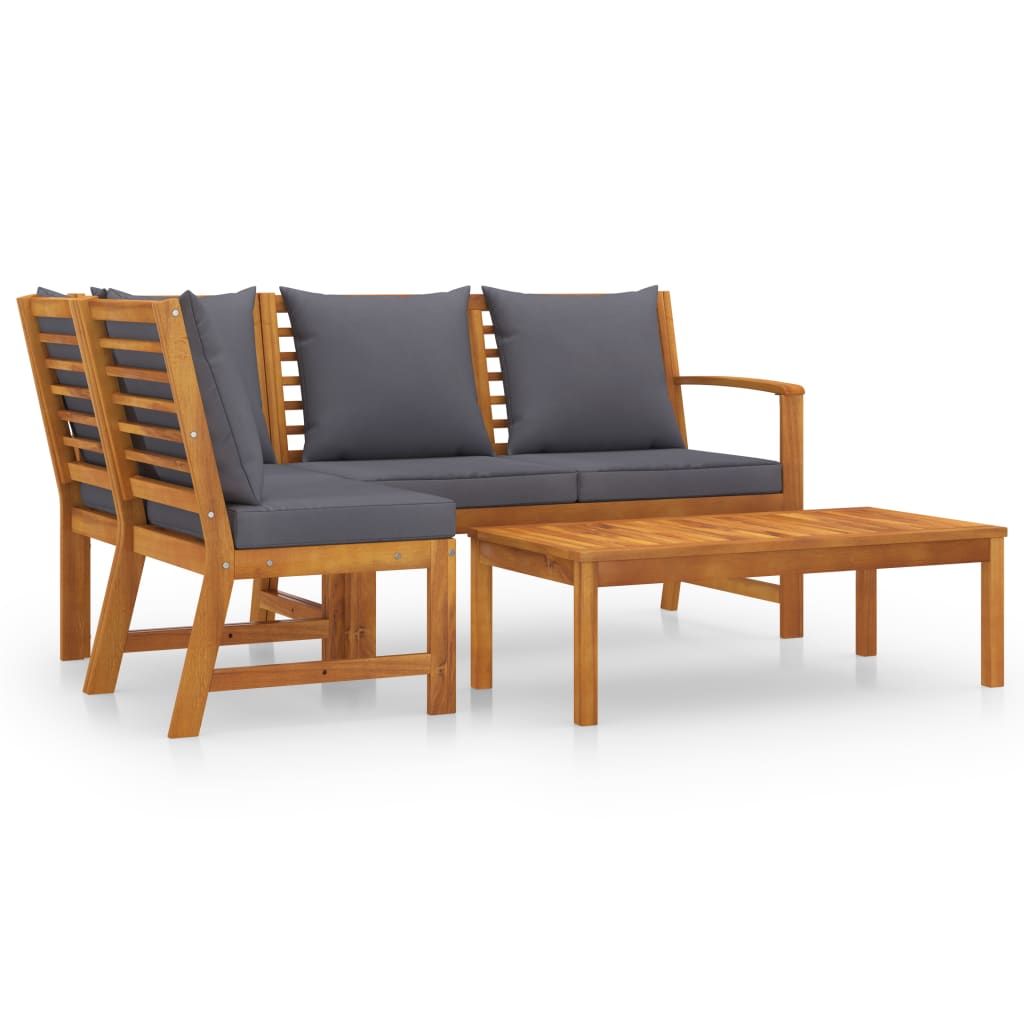 Bookshelf Board Dark grey cushions and natural wood Solid acacia wood