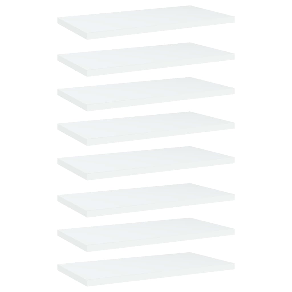 Bookshelf Board Set of 8 White Engineered wood 15.7x7.9x0.6 in