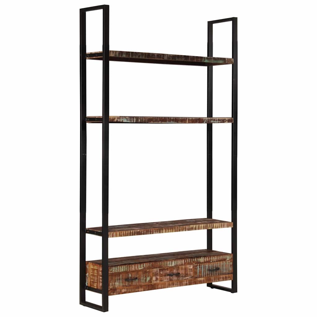 Bookshelf Multicolour Solid Reclaimed Wood, Powder-Coated Iron