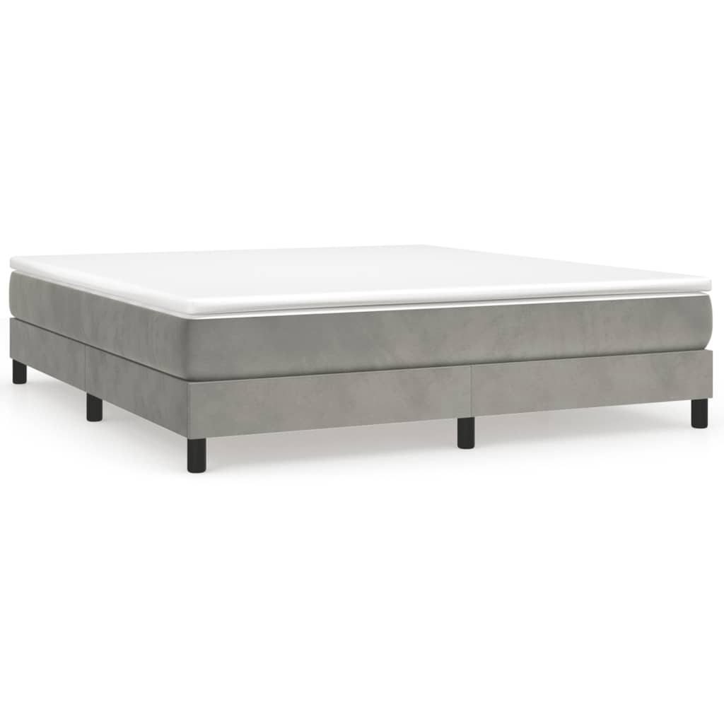 Box Spring Bed Frame Light Gray California King Velvet (US Only)