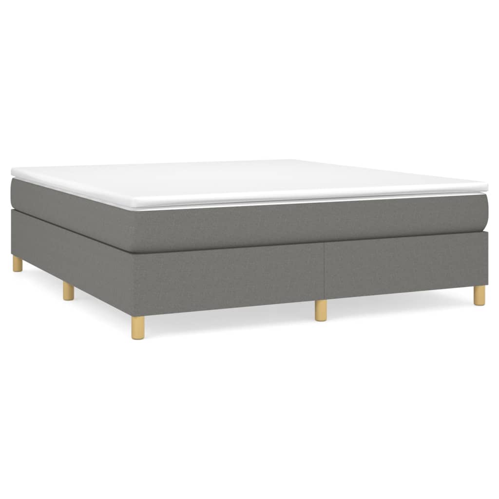 Box Spring Bed with Mattress Dark Gray 72"x83.9" California King Fabric
