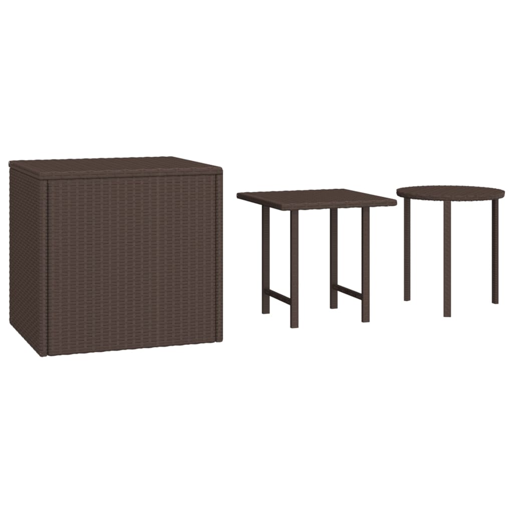 Brown 3 PE rattan, powder-coated steel
