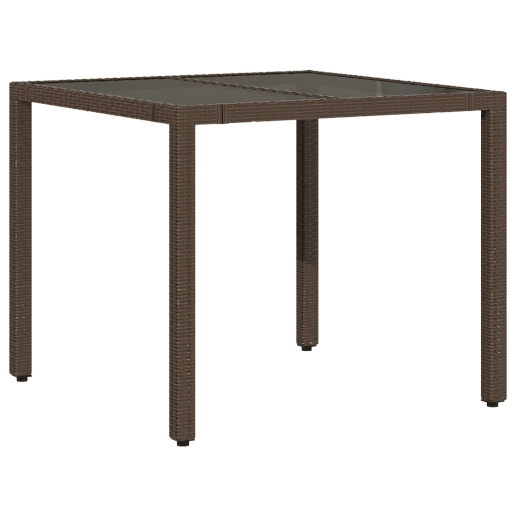 Brown Garden Table Poly Rattan 35.4 x 35.4 in Decorative Inlays