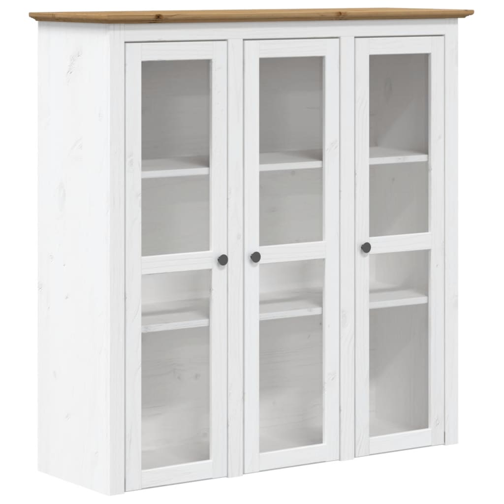 Cabinet With Glass Doors White and Brown
