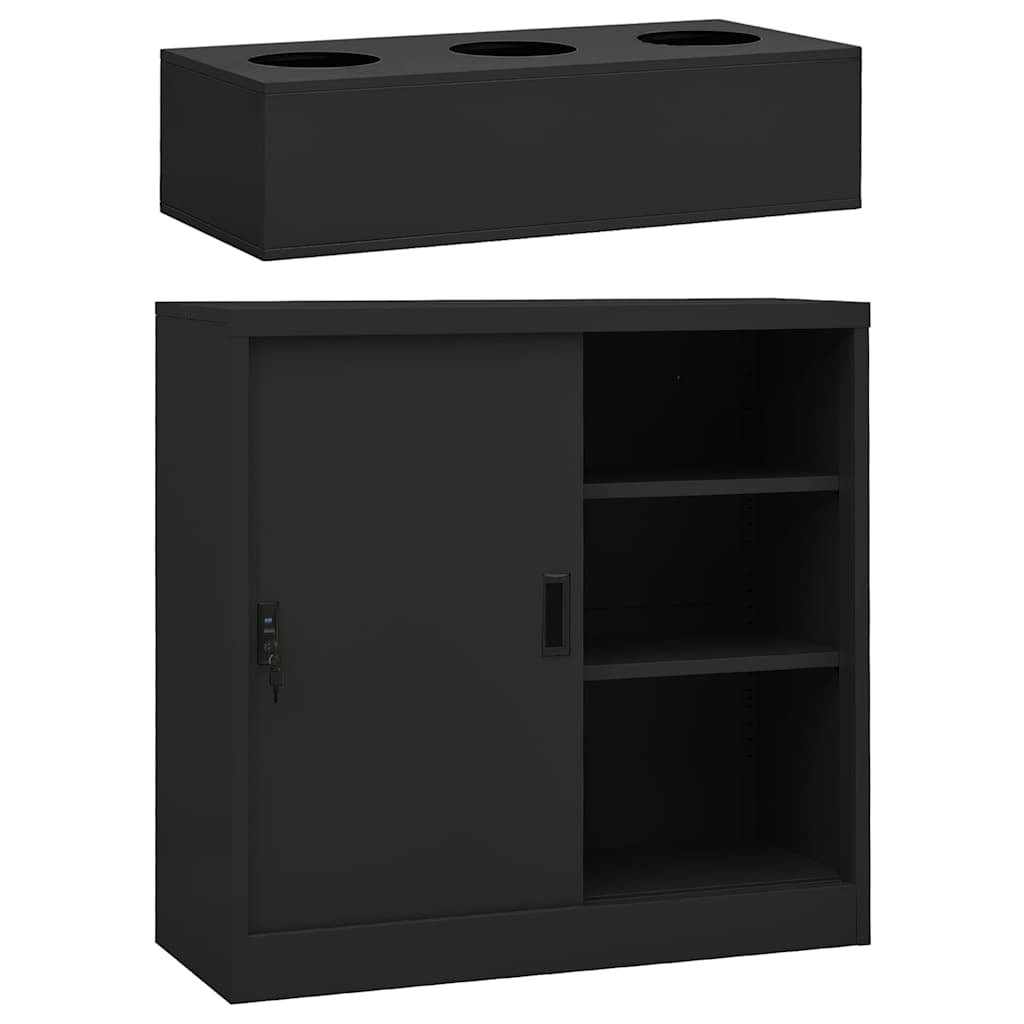 Cabinet With Planter Box Anthracite Steel Medium