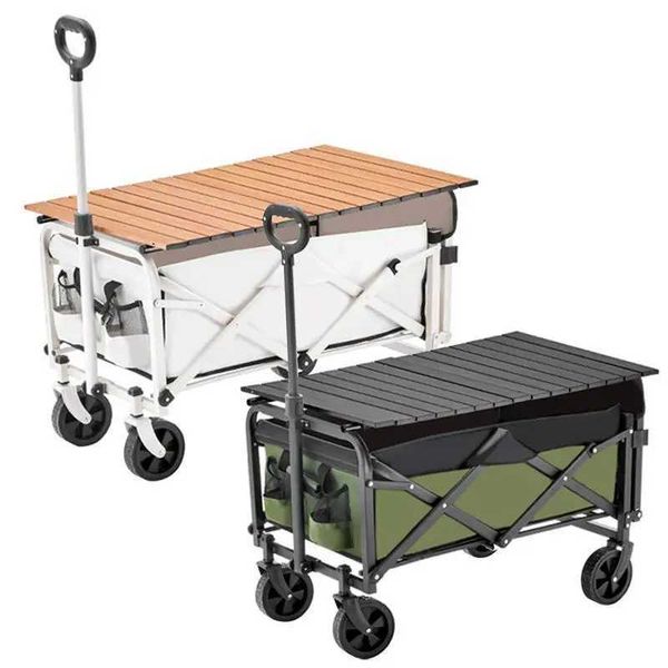 Camping car foldable multifunctional outdoor picnic barbecue table camping car portable barbecue carW241119