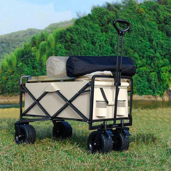 Camping folding cart for outdoor use, garden folding cart, portable shopping cart, adjustable beach cart, large adjustable cart W241119