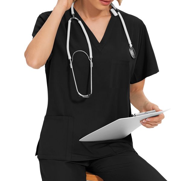Casual summer short-sleeve scrub sets for women in medical professions