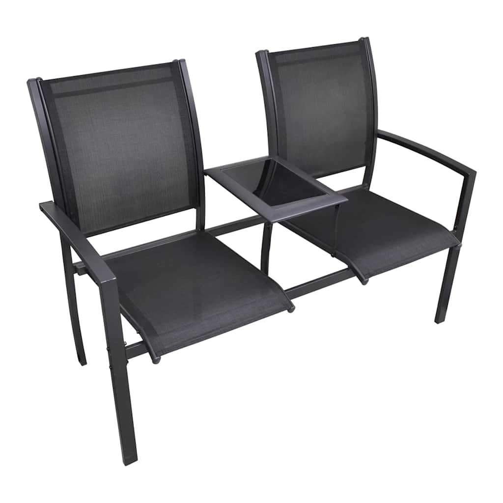 Chair Black Powder-Coated Steel and Textilene with Glass Shelf