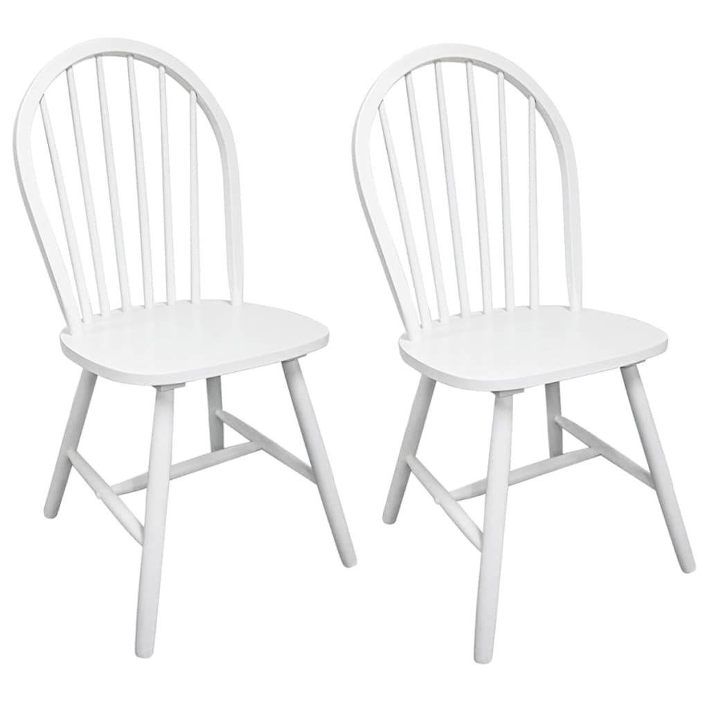 Chair Set of 2 White Rubber wood Standard Durable Chair