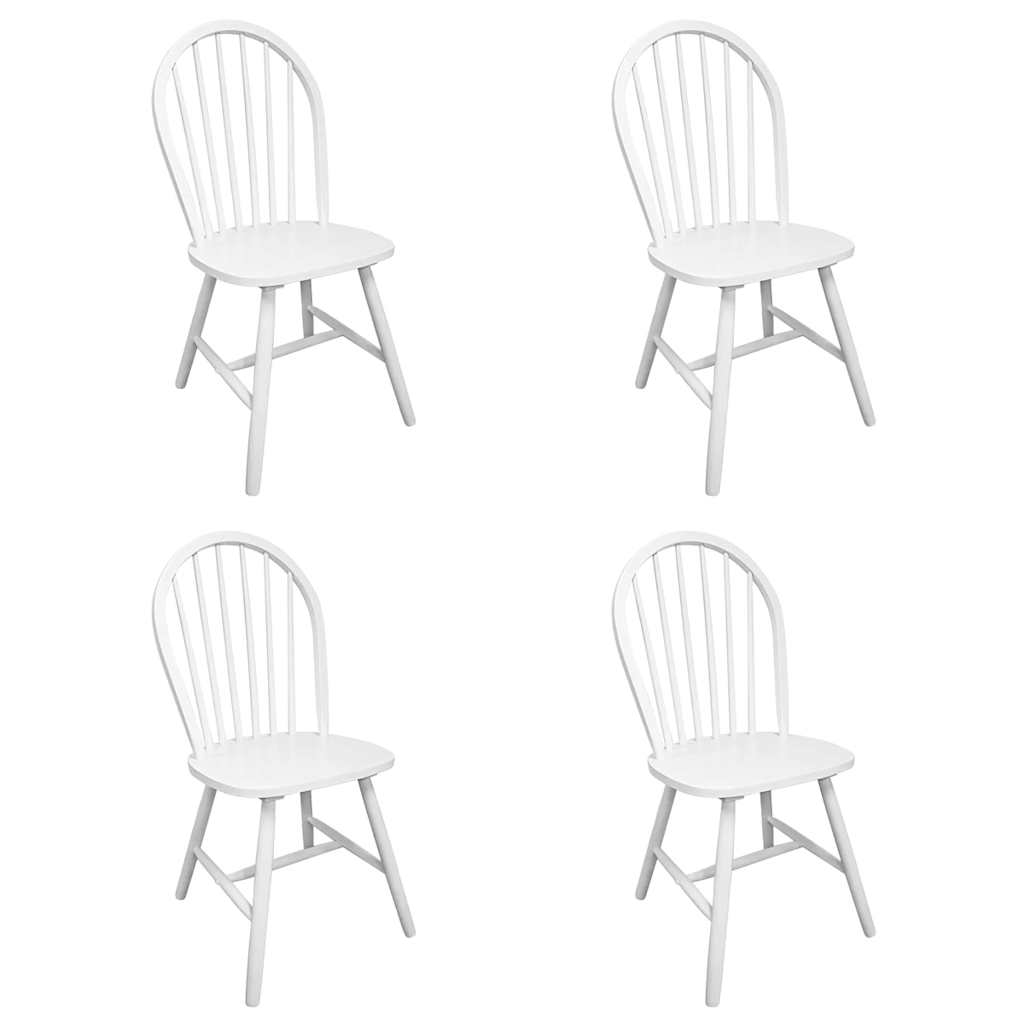 Chair Set of 4 White Solid Rubber Wood Standard Durable Chair