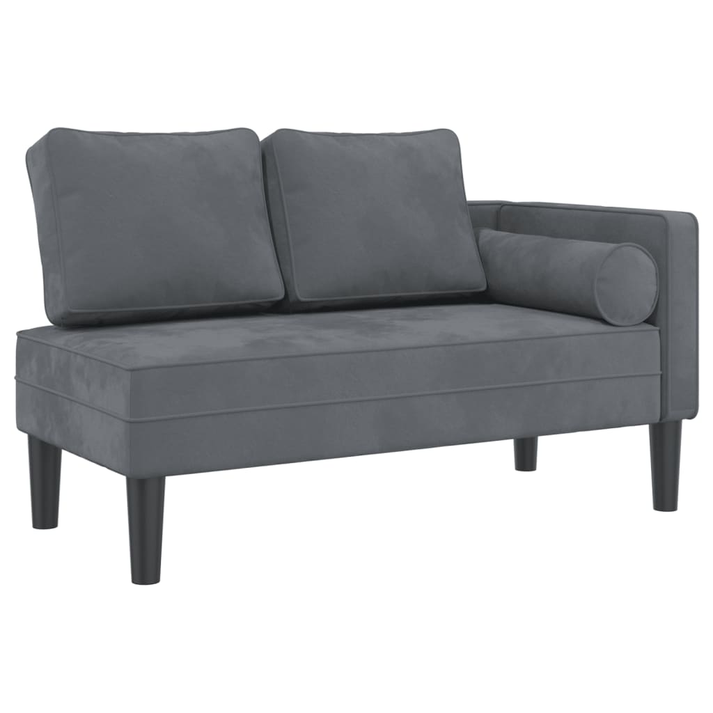Chaise Lounge with Cushions Dark Grey Velvet