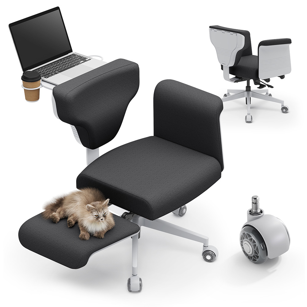 Chaise multi-postures avec accoudoirs NEWTRAL Freedom-X-FF, gris foncé