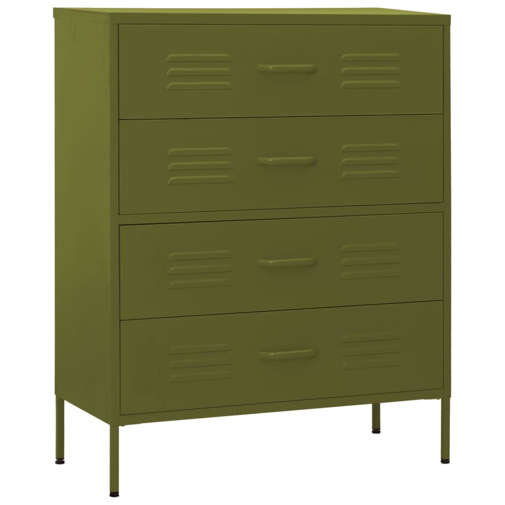 Chest Of Drawer Olive Green Steel Medium Height-Adjustable