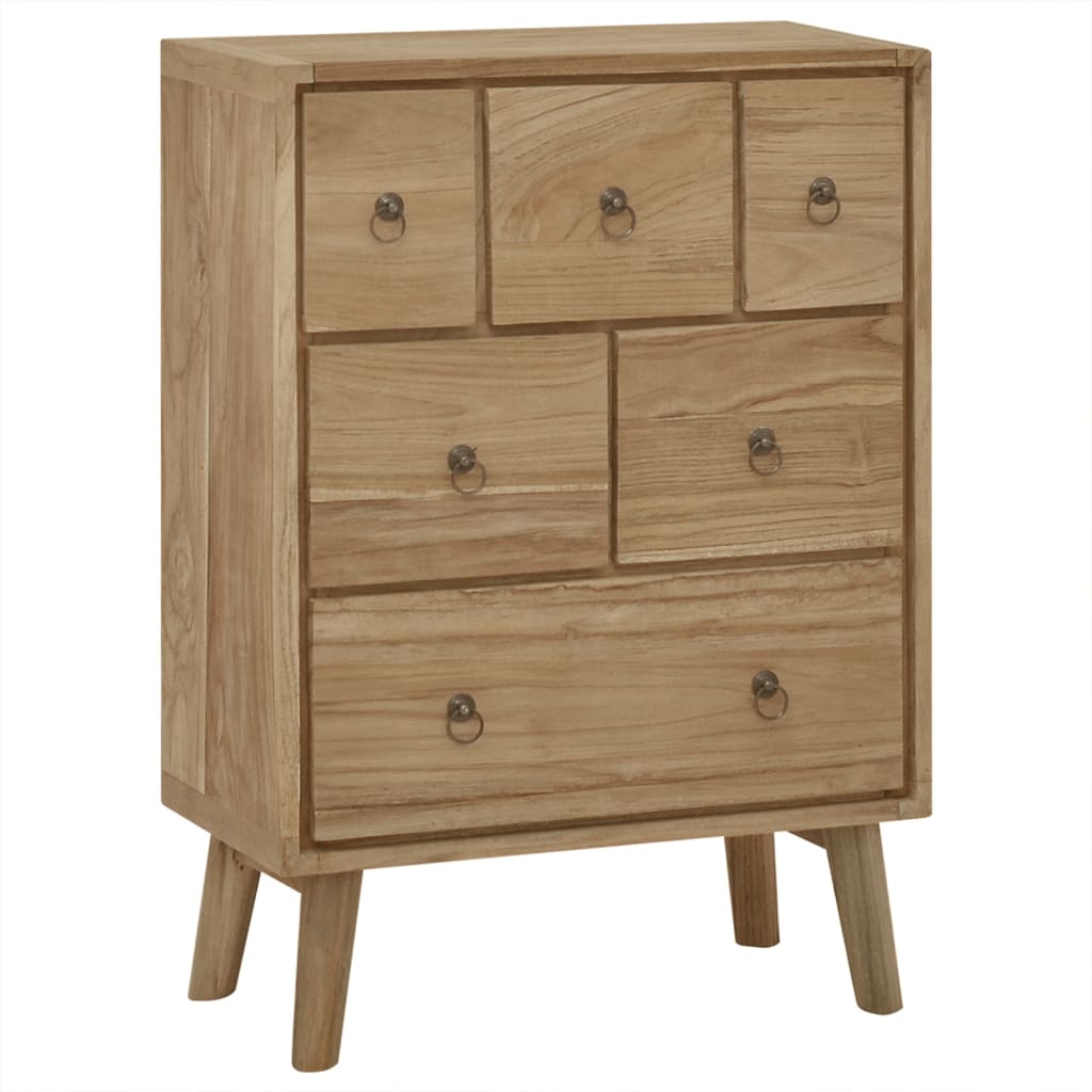 Chest of Drawers Natural Teak Solid Teak Wood, Brass Medium