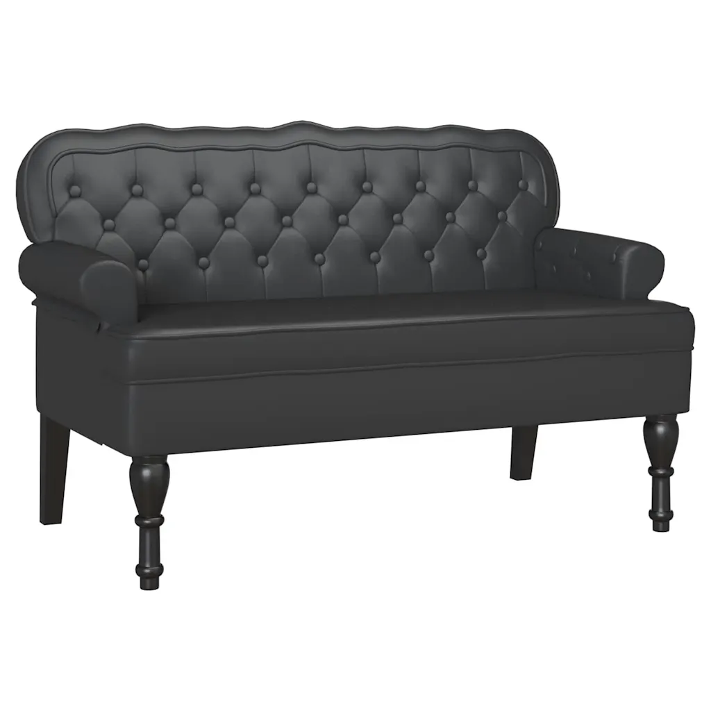 Chesterfield Bench Black 47.05 x 25.39 x 29.53 in Faux Leather