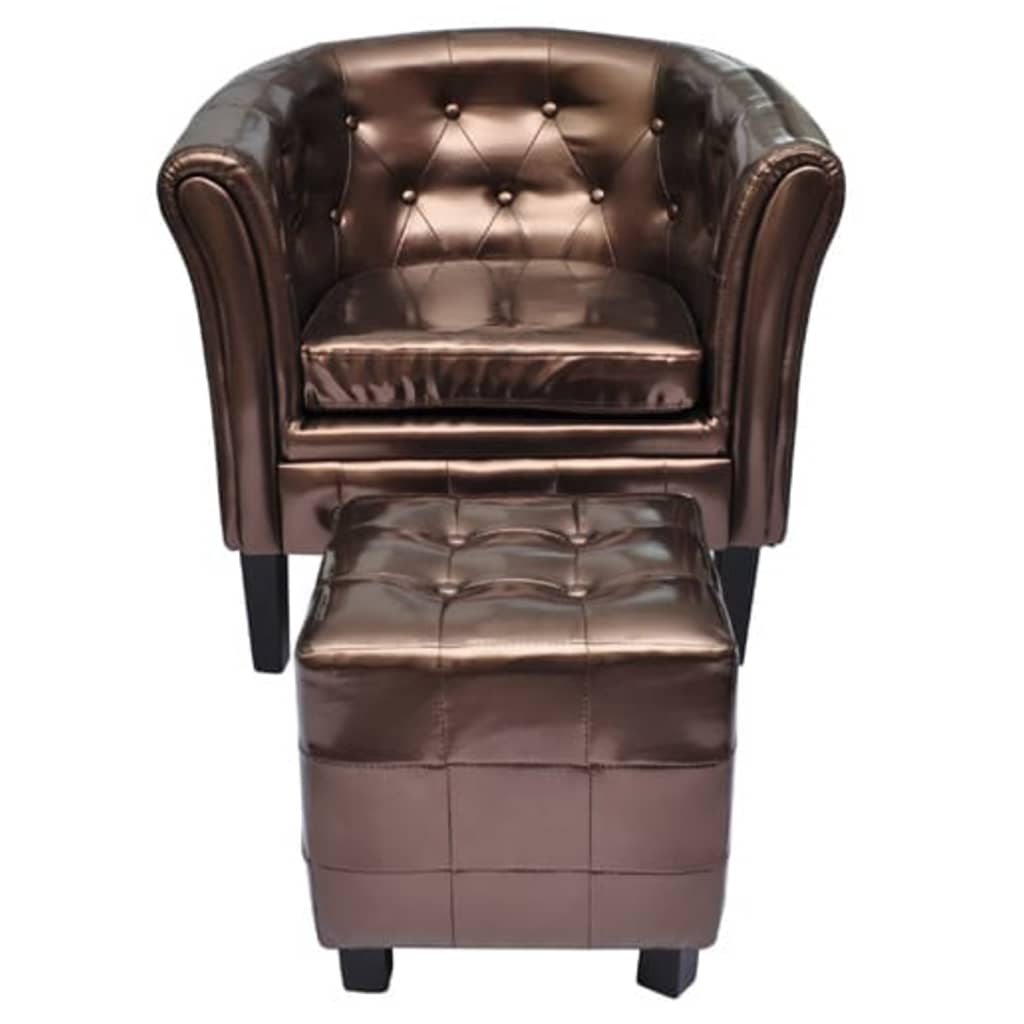 Chesterfield Set of 2 Brown Faux Leather Standard Durable