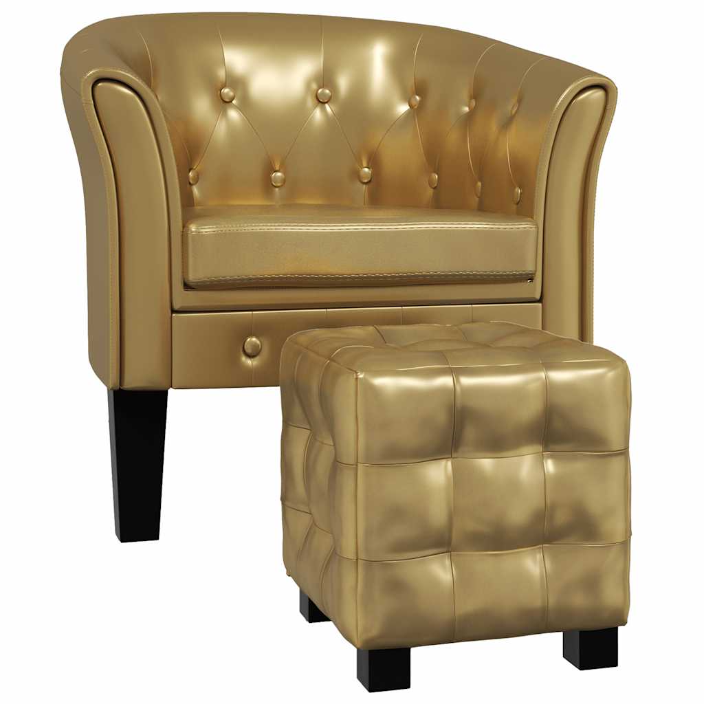 Chesterfield Set of 2 Gold Faux leather Medium Ergonomic