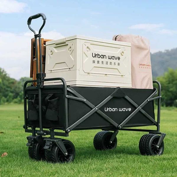 Children's folding camping cart for outdoor trips and picnics, compact trailer design