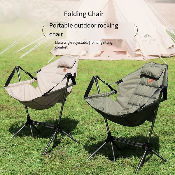 China domestic outdoor camping rocking chair, aluminum folding chair, portable recliner for family leisure and camping