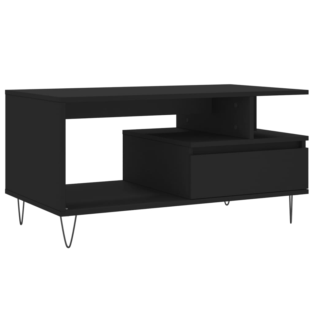 Coffee Table Black Engineered Wood and Metal