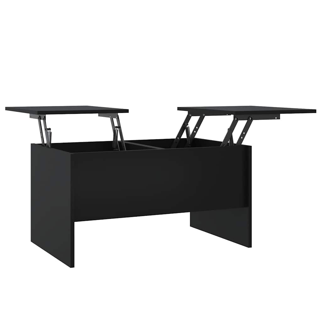 Coffee Table Black Engineered wood Compact Hidden Compartments