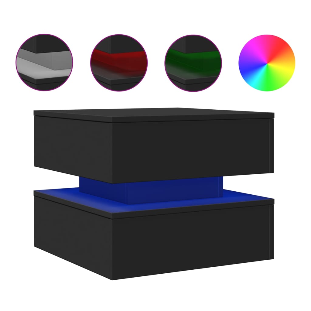Coffee Table Black Engineered wood Low Coffee Table Square