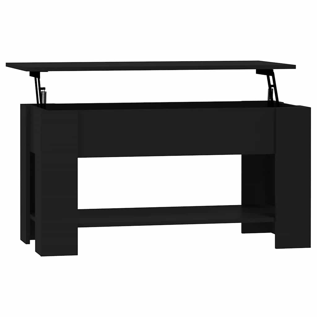 Coffee Table Black Engineered Wood Medium Height-Adjustable