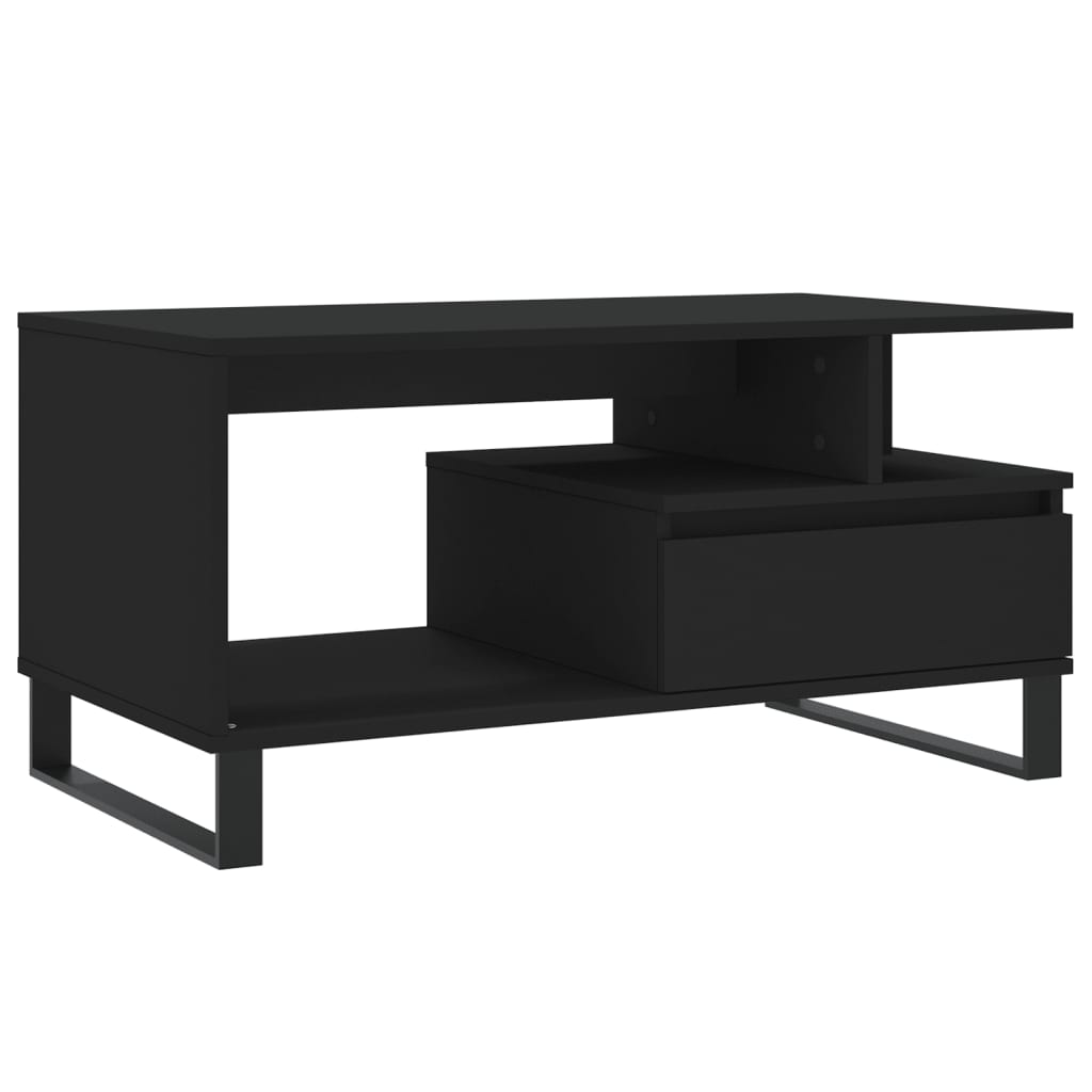 Coffee Table Black Engineered Wood, Metal 35.4 x 19.3 x 17.7 in