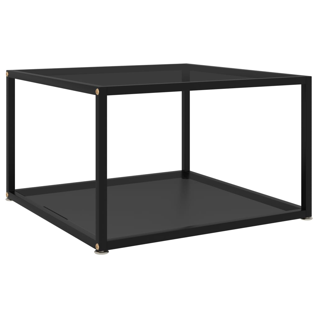 Coffee Table Black Tempered glass, powder-coated steel 23.6x23.6 in