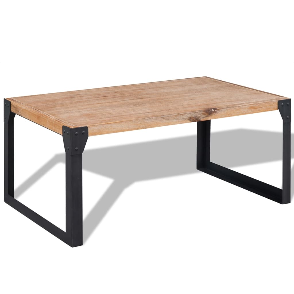 Coffee Table Brown and Black 100% solid acacia wood with steel legs