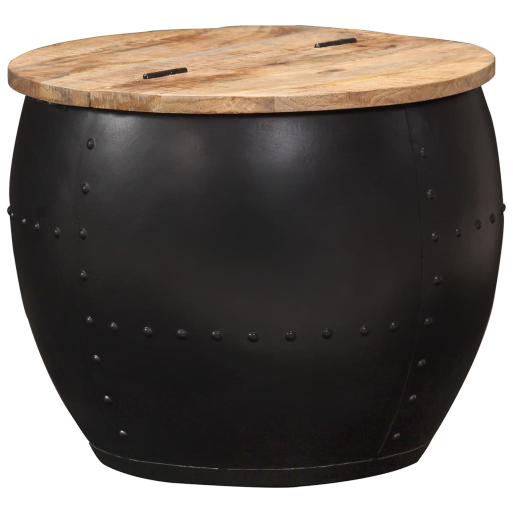 Coffee Table Brown and Black Solid Mango Wood and Steel