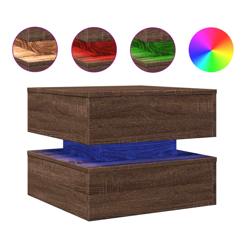 Coffee Table Brown Oak Engineered Wood 19.7x19.7x15.7 in